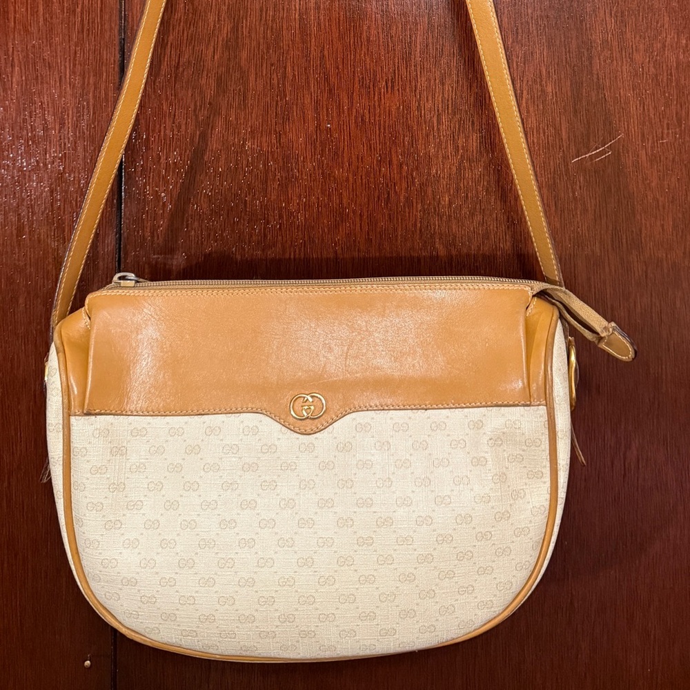 Vintage Authentic Gucci Monogram Crossbody Purse